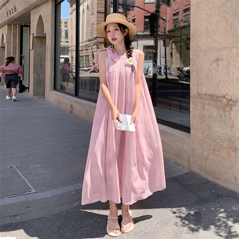 连衣裙无袖收腰百褶2025年夏季RF2C290-5853#-P110-K165,女装连衣裙,蝶眷