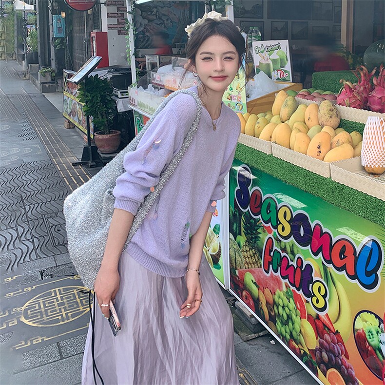 春夏秋长袖宽松型文艺风毛针织衫女装时尚秋装开衫,女装套装/套裙,浙宝305