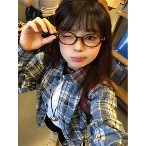 美式蝴蝶刺绣格子衬衫男秋季新款别致设计小众装衬衣外套 CY14图片