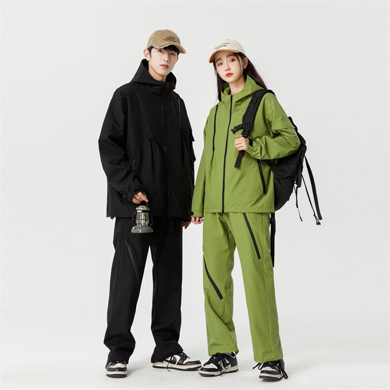 现货三防二开情侣冲锋衣套装户外登山服DSA157B-TZ562-P120可分拆,男装休闲套装,电商A157B