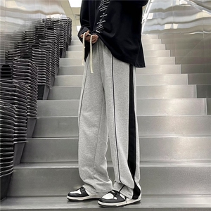 直筒拼色休闲卫裤男oversize条纹拖地阔腿裤 QK062-P38图片