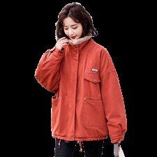 2021冬季新款时尚羊羔毛拼接加绒内里保暖舒适派克服休闲加厚外套，女装派克服，菡迪欧娜