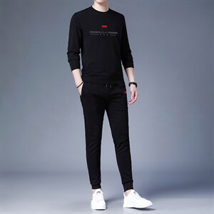 中年运动套装男春秋季2023新款套头卫衣两件套大码中老年休闲服装图片