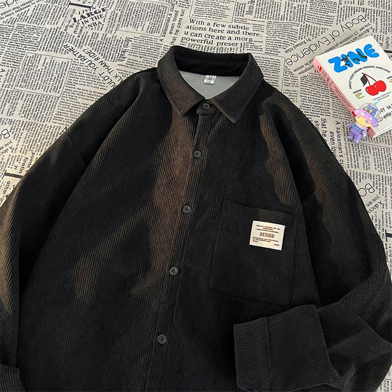 衬衫男秋季新款港风宽松大码灯芯绒长袖衬衣CS025-P38，男装衬衫，星座214-3