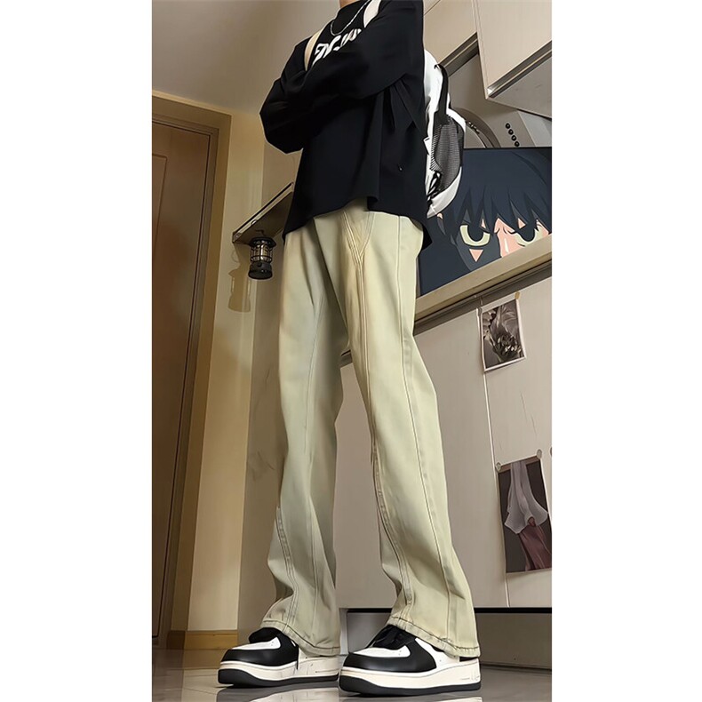 春季加长牛仔裤男高个子188cm110水洗复古渐变拼接裤子KZ014P63,男装牛仔裤,电商B312