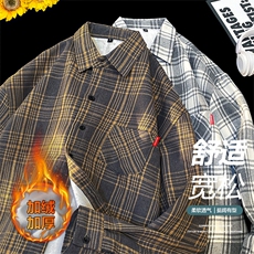 24年冬季加绒加厚格子衬衫长袖现货衬衫DS-C323-1-JR2108-P45，男装衬衫，电商C323-1