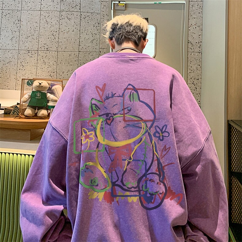 美式潮牌重磅水洗做旧圆领卫衣力推大码男XZ517A-2-Y7740-P58，男装卫衣，星座517A-2