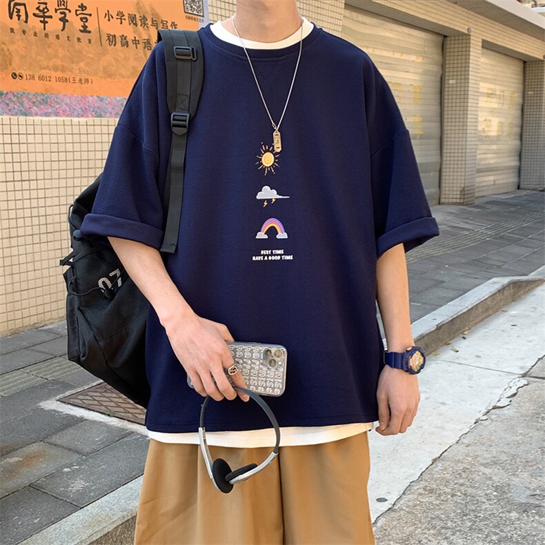 Q11141-P30春夏季七分袖t恤男大码五分袖男短袖中袖,男装T恤,电商A040