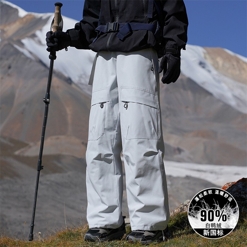 羽绒裤男士款登山长裤2025冬新款户外穿骑行三防休闲工装P115,男装棉裤,电商D310B