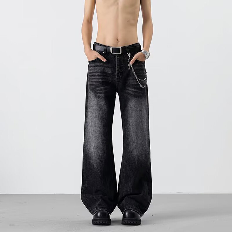 26美式高街水洗直筒牛仔裤男生街头宽松cleanfit阔腿百搭，男装牛仔裤，星座218-8