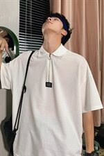 2021夏装港风新款ins潮流宽松polo衫韩版拉链个性短袖T恤PL01/，男装Polo衫，电商D202