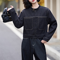 高级感气质牛仔短外套女春秋新款小个子宽松百搭复古长袖夹克上衣，女装牛仔外套，美拉德工厂直营店