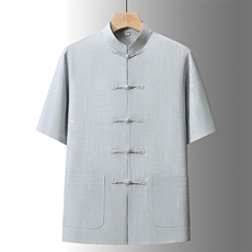 夏季风唐装中年短袖衬衫套装男士太极服宽松套装TR88606-P115，男装衬衫，星座1105-3