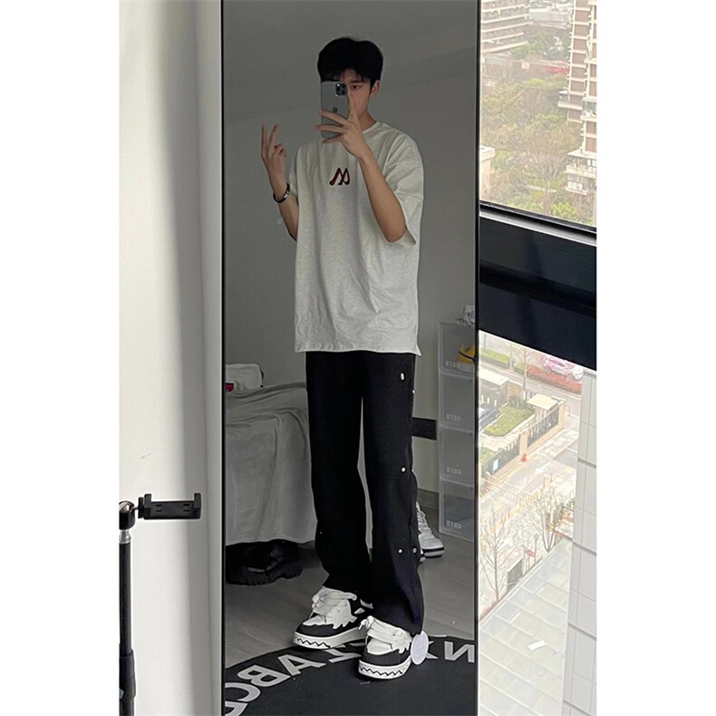 B221美式ins高街小众排扣直筒休闲西裤LK23008-P60控78,男装休闲裤,电商B221