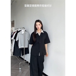 网络图慎用 图片只做展示大货已到翻领假两件衬衫DCS78045P65控98图片