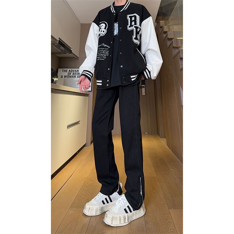 现货秋冬渐变拉链黑色直筒大码修身牛仔裤男K5804-K5805-P50,男装牛仔裤,星座205