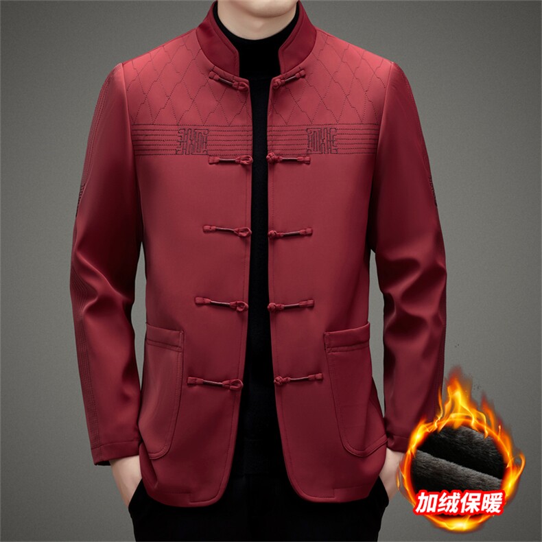 继续主推中老年风唐装棉服男中山装盘扣外套复古加绒棉衣,男装棉衣,钱塘723