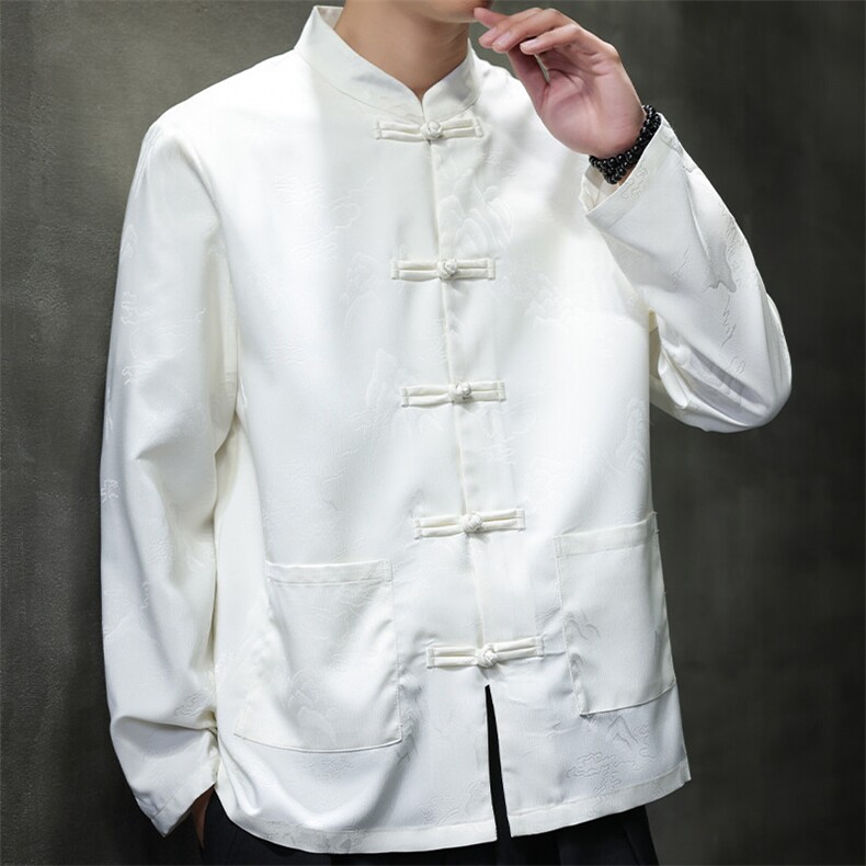 2025春季新款男装新中式提花衬衣风汉服唐装盘扣衬衫C175-P65,男装衬衫,电商B277(原6028)