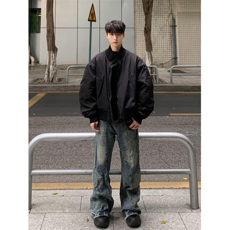 【有货】HT135CC-特P90廓形飞行员夹克棉服男加厚立领棒球服外套,男装夹克,星座1007（原301D）