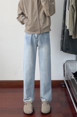B221美式ins高街暗黑重工艺宽松直筒牛仔裤LK24425-特P45控78，男装牛仔裤，电商B221