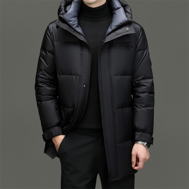 冬季男士鸭绒羽绒服时尚商务极寒面包服中长款男品质潮服连帽外套,男装羽绒服,钱塘6003（原4033）
