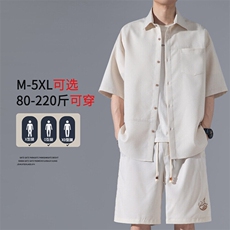 2025夏季新款港风无影墙大码短袖衬衫套装M-5XHQ25426-特P50，男装衬衫，电商A022