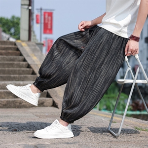 2025夏季风定制花灯笼裤男士大码宽松冰丝休闲裤815-811P75图片