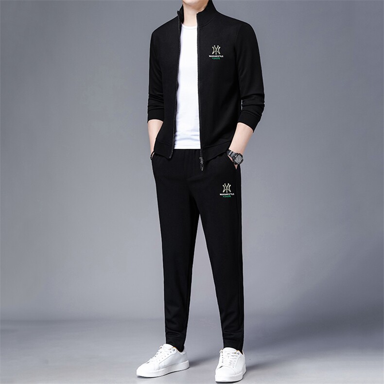 秋季2023新款开衫卫衣三件套中青年男士宽松上衣潮流印花休闲套装,男装休闲套装,电商B212（原钱塘6029）