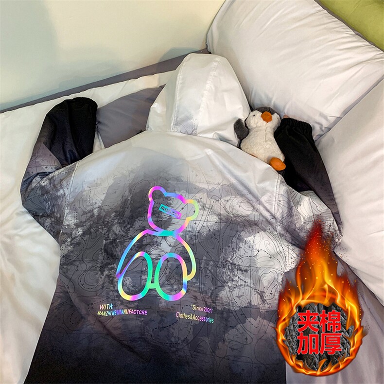8XL-M港风连帽棉衣男2023冬季新款渐变色夹棉棉服棉袄加肥加大码,男装棉衣,钱塘717(原712)