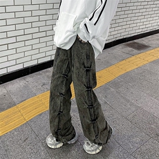 美式高街vintage牛仔裤男潮牌水洗宽松直筒工装阔腿裤N1013-P53，男装牛仔裤，星座308B-1