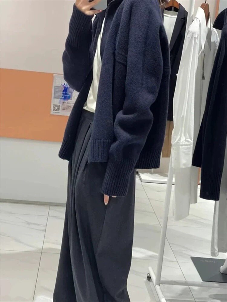 开衫女纯色拉链上有秋冬新款百搭毛衣羊毛针织外套,女装羊毛衫,恩泰羊绒