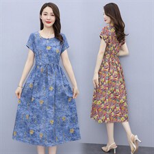 2023夏季新款简约时尚气质圆领复古盘扣设计修身显瘦连衣裙，女装连衣裙，鑫思依格