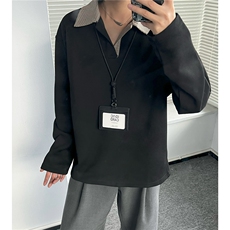 千鸟格翻领内搭秋装长袖t恤潮男装polo衫老钱风卫衣外套S503特28，男装Polo衫，电商A233-1