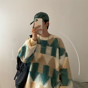 1506-1/M2541/P42圆领毛衣男秋冬季情侣套头针织衫宽松上衣服外套图片