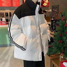 美式复古拼接条纹棉服棉衣冬季外套加厚保暖面包服K209/P80，男装棉衣，星座506