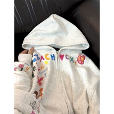 5366-P58高质量/原版做工/后包蝴蝶花朵开衫卫衣薄款，女装卫衣/绒衫，星座617A-2