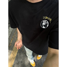 网图有货美式黑八毛巾绣短袖T恤男女情侣刺绣宽松上衣A509-P35，男装T恤，星座1505