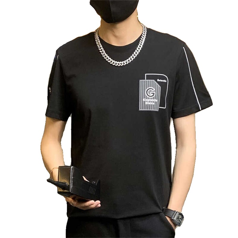 T3308-P30社会小伙短袖t恤男潮牌潮流男装体恤圆领休闲男士上衣,男装T恤,电商D310B-1