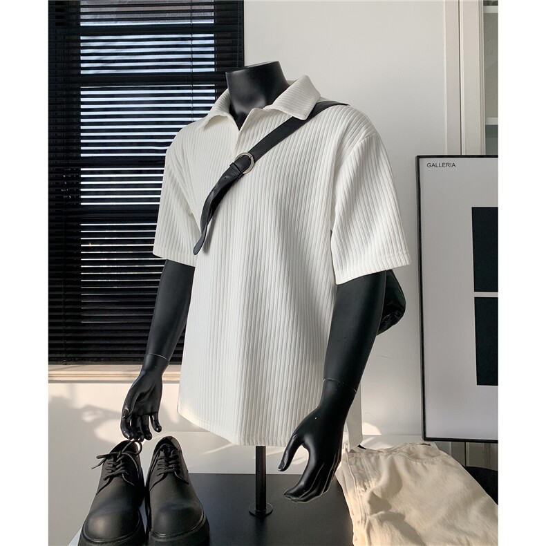 夏装2025新品300克重磅坑条翻领POLO衫男装夏季短袖T恤S403-特P38,男装T恤,电商A233-1