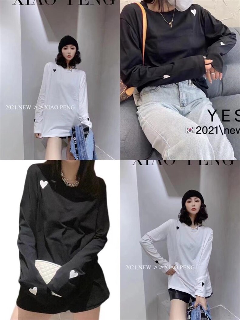 2021新款纯加厚长袖T恤女装中长款洋气内搭羽绒皮毛，女装T恤，依露奇