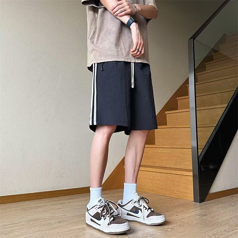 速干短裤男士夏季新款美式复古青少年裤子休闲运动条纹五分中裤,男装牛仔裤,星座506