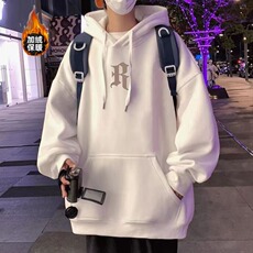 连帽加绒卫衣男学生创意字母卫衣学生美式休闲加厚卫衣外套男生，女装短外套，星座715-4