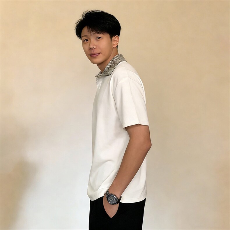 得物抖音高品质二开夏季美式潮牌假两件格子衬衫翻领高街短袖T恤,男装T恤,电商A486
