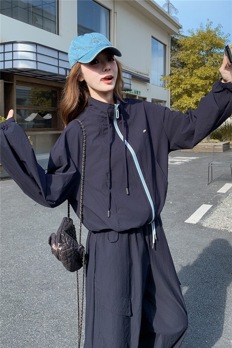 韩系休闲工装套装女2025早秋新款酷飒拽姐外套背心阔腿裤三件套,女装套装/套裙,2C218