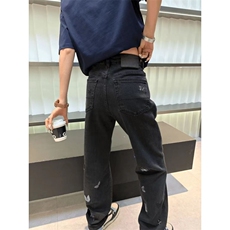 美式风黑色蝴蝶刺绣男女重磅潮牌高级感牛仔裤ST351P51，男装牛仔裤，星座1112-1