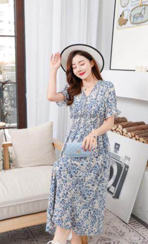 韩丝长款连衣裙，女装连衣裙，有声有色