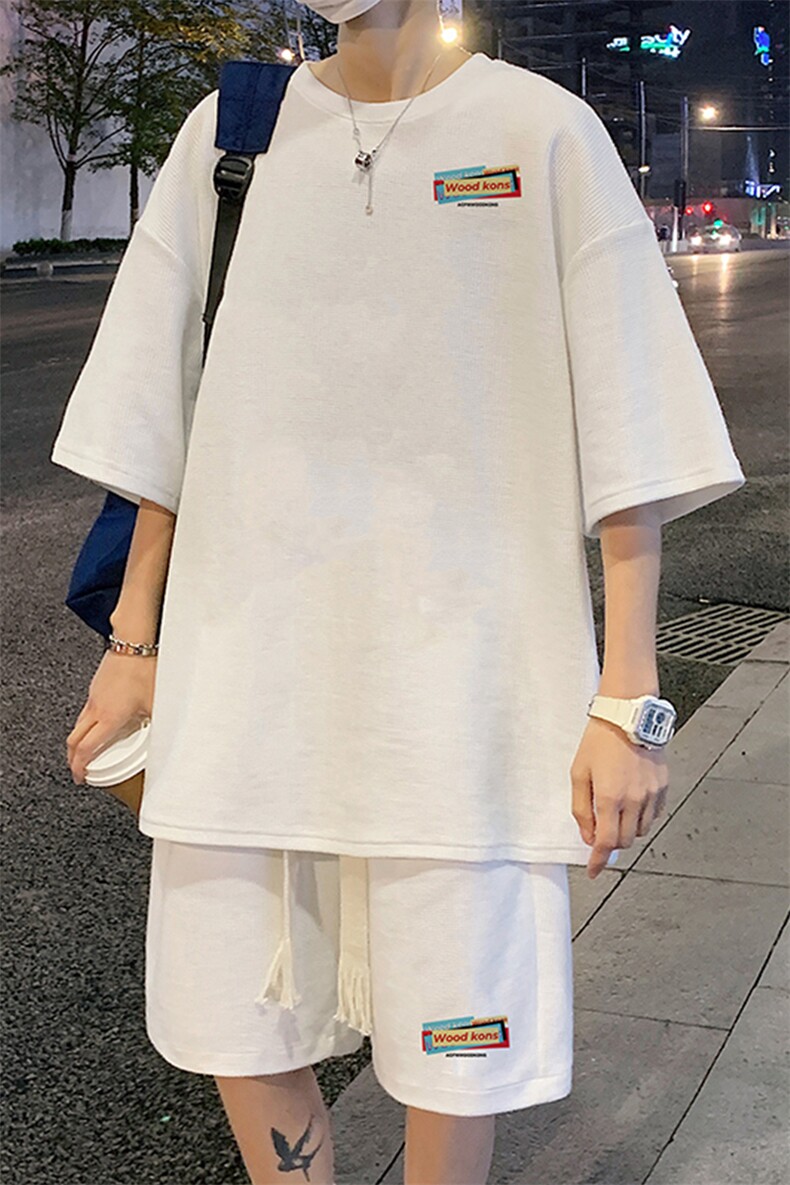 套装！华夫格套装短袖T恤短裤男TZ191-特P38,男装T恤,电商B367