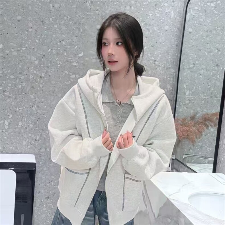 网图重磅380克全棉得物品质立领双拉链开衫卫衣外套RH909-P46,女装短外套,四季星座610B
