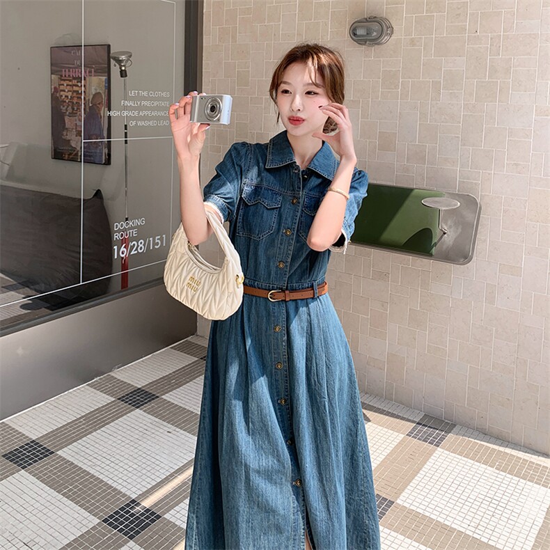 现货~蕾丝花边牛仔连衣裙女2025夏季新款 535-P145-K218图片