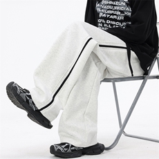 秋季新款休闲裤男宽松卫裤直筒裤拼色长裤K7701-特P45控78，男装休闲裤，星座209-2